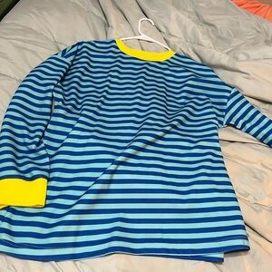 SHEIN Blue and Yellow Striped Long Sleeve Top